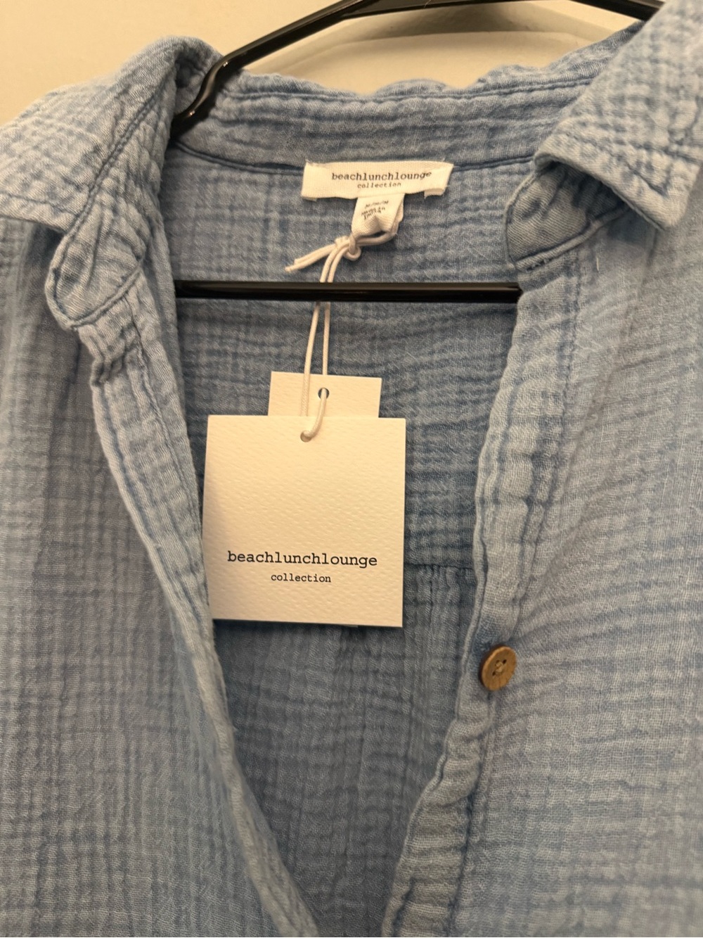 beachlunchlounge Light Blue Cotton Short-Sleeve Button Shirt - Picture 2 of 4